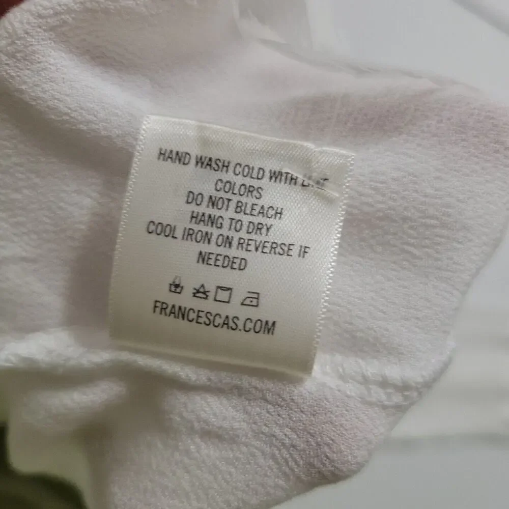 Francescas Harper Shirt Womens Small Long Sleeve Boho Blouse White Comfort Top‎